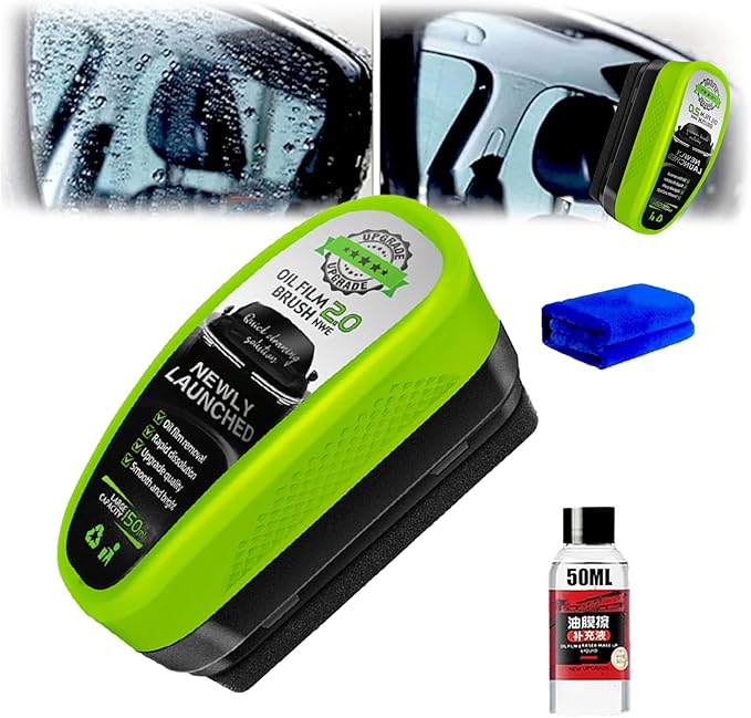 Windshield Cleaner, Windshield Cleaner, Glass Cleaner with Anti-Rain & Anti-Fog Coating,Oil Film Brush for Car Windows & Glass, Perfect Visibility at All Times (1, Green)