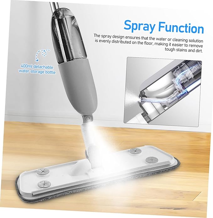Wet Dry Microfiber Spray Mop with Rotating for Hardwood Tile and Laminate Floors Easy-Replace Pads Squeegee Function for Cleaning