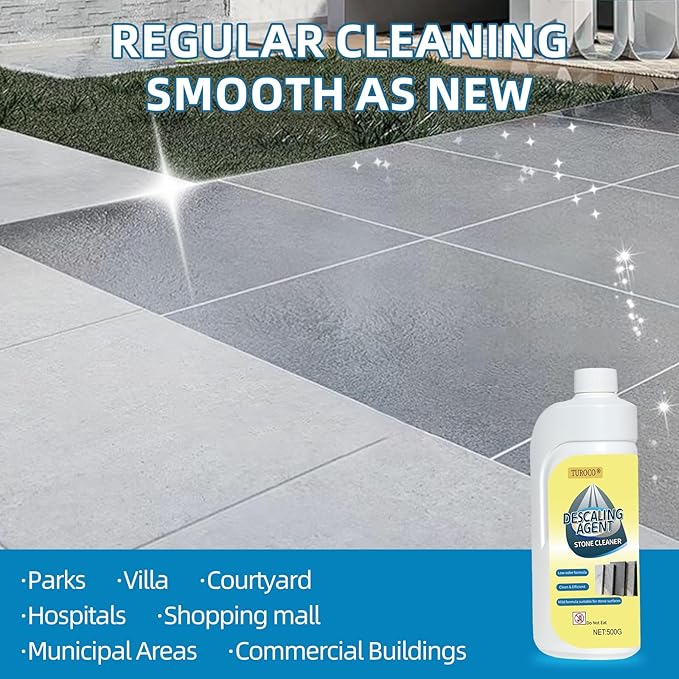 500ml Heavy-Duty Marble & Granite Cleaner –Yellowing & Limescale Remover for Tile, Concrete & Natural Stone – Restores Shine for Bathroom, Kitchen, Patio & Outdoor Stone Surfaces