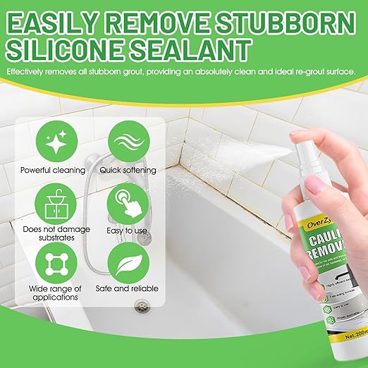 Caulk Remover, Silicone Remover with Caulk Removal Tool Powerful Penetration Rapid Decomposition Surface Safety Widely Applicable for Bathroom Kitchen Floor Window, 6.76 Oz
