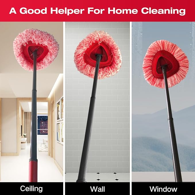 Spin Mop Cleaning kit Compatible with OCeda EasyWring Bucket System, 3 Replacement Mop Heads, 1 Handle, 1 Brush, 1 Cover, 1 Lavender Scented Cleaning Tablets(No Bucket)