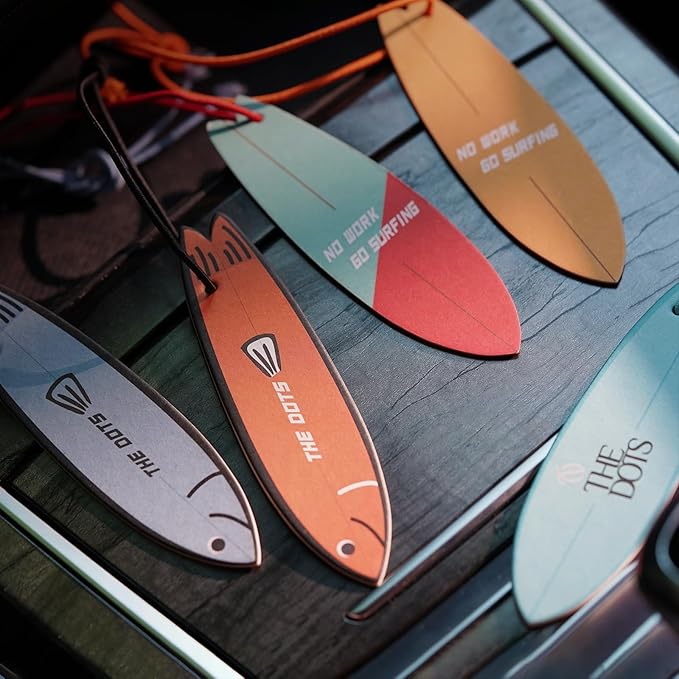 THEDOTS 5 Pack Surfboard Car Air Freshener Hanging, Assorted Scents Variety Set, Long Lasting Mens Rearview Mirror Accessories Gift