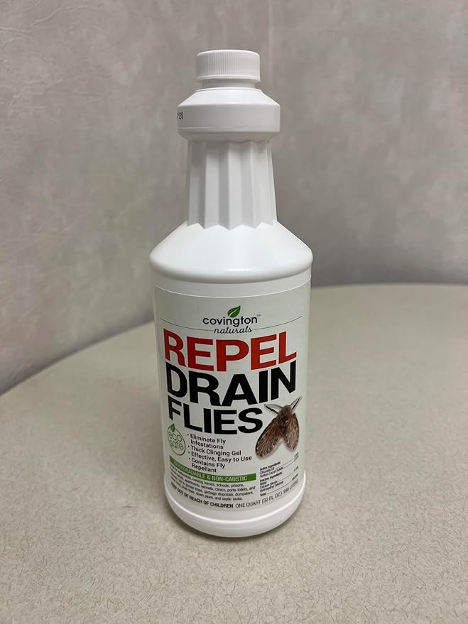 Covington Drain Fly Treatment Gel (32oz) – Drain Fly and Fruit Fly Solution for Kitchen and Bathroom Drains – Plant-Based Formula – Made in USA