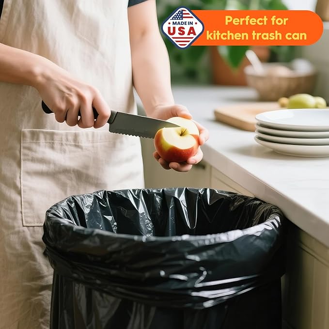 Delxo 55-60 Gallon Trash Bags, 100 Count – 0.9 Mil Medium Duty Garbage Bags, Durable & Puncture-Resistant Plastic Bolsas para basura, Perforated Design– Made in USA for Kitchen, Yard, Office (Black)