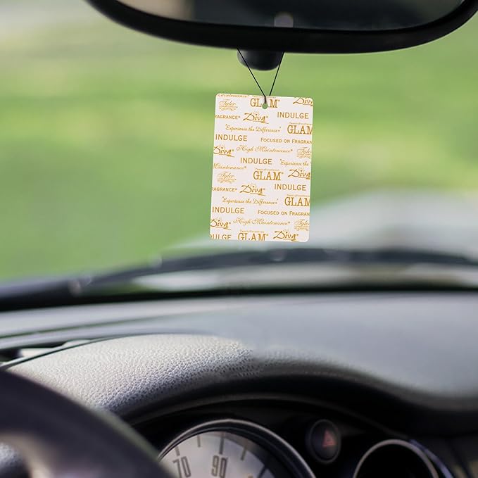 Tyler Candle Kathina Autoglam Ivory And Gold 4.5 x 3 Cardboard Auto Air Freshener Mirror Hanger, Pack of 6