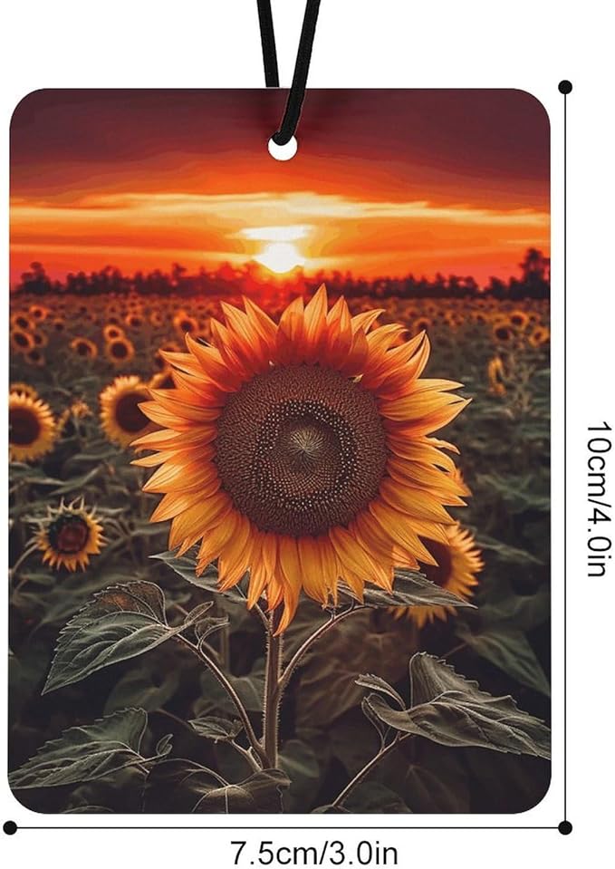 5 PCS Car Air Fresheners Hanging Fragrance Scented Cards Sunset Sunflower Car Aromatherapy Tablets for Car Wardrobe Shoe Cabinet Eliminate Odors Card