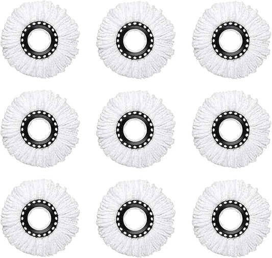 9-Pack Microfiber Mop Refills Compatible with 360° Spin Mops Extra Absorbent & Reusable Mop Head Replacement for Easy Floor Cleaning