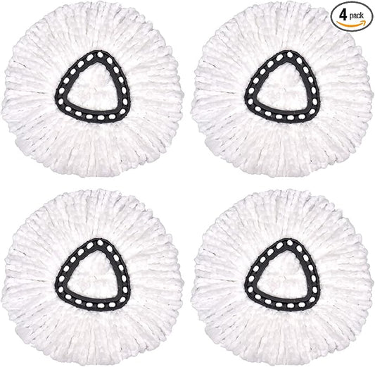 Spin Mop Replacement Head, 4 Pack Mop Replace Heads Compatible with 360 Degree Spin Mops, Microfiber Spinning Mop Refill, Easy Cleaning and Wring Spin Mop Heads for All Hard Surfaced Floors
