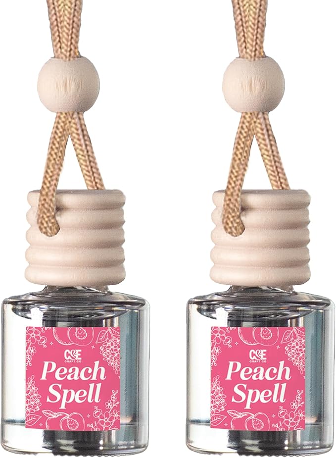 CANDECraftCo Car Air Hanging Fragrance Oil, Car Auto Freshener for Essential Oils, Scents Fragrance Aromatherapy Automobile Diffuser, Long Lasting (Peach Spell)