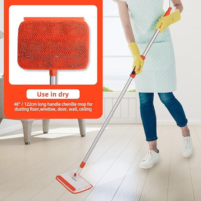 Qaestfy Pack of 2 Chenille Pad Refill Compatible with QAE011 Wall and Baseboard Cleaner Tool with Long Handle Model QAE015