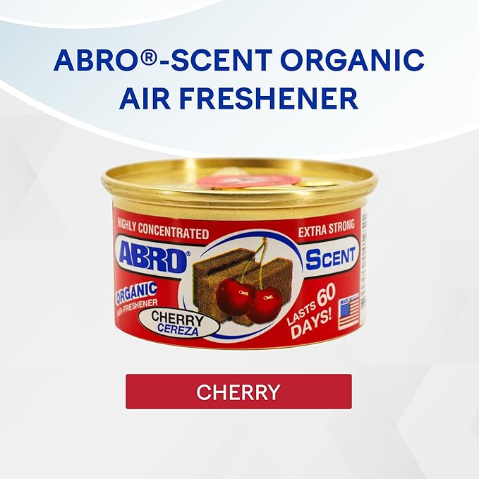 ABRO Scent 3-Pack Organic Air Freshener Can, Cherry Scent, 3 Spill Proof Blocks per Can, Ideal for Car Scents, New Car Smell, Lasts Up to 60 Days, Use in Home, Bathroom, Car or Office