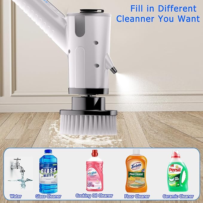 Water Spray Electric Spin Scrubber, Upgrade Electric Spin Cordless Tub and Tile Scrubber with Remote Control IPX7 Waterproof Power Spin Scrubbers for Cleaning Bathroom, Floor, Car