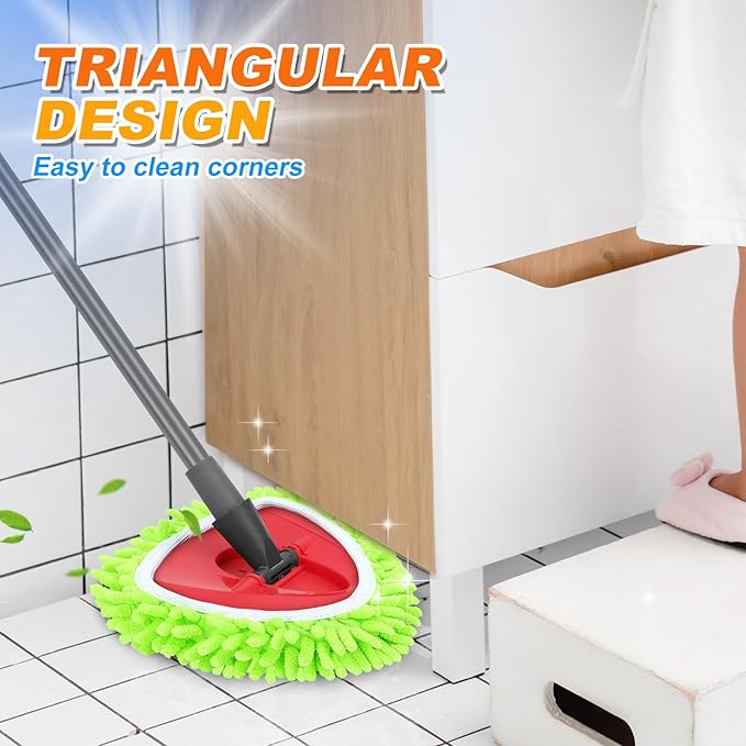 4 Pack Mop Pads Compatible with O-Cedar Easy Wring 1-Tank Spin Mop System, Replacement for Hardwood Floor Cleaning, Green