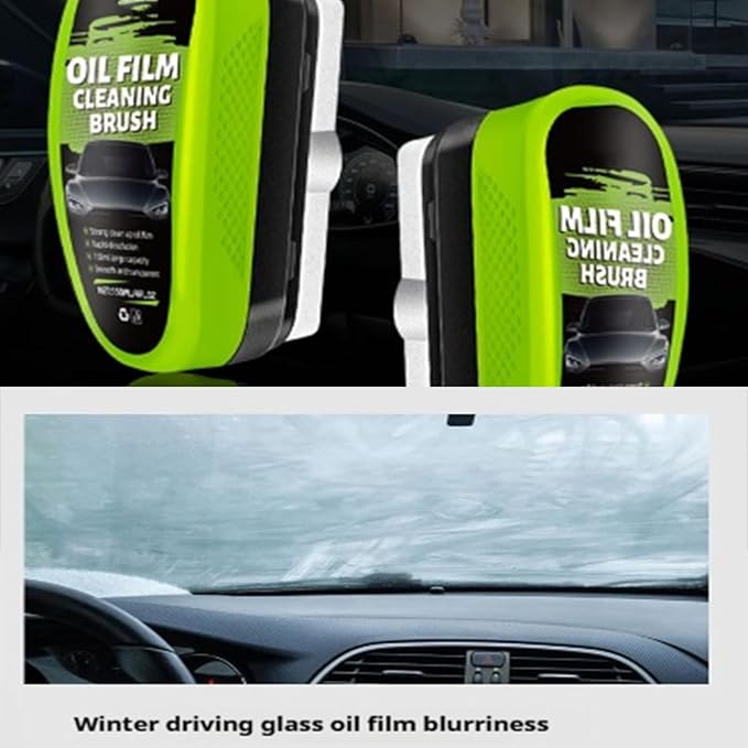 2026 Upgrade Clear Vision Windshield Cleaner, Clearvision Car Windshield Cleaner, Automotive Oil Film Cleaning Brush for car windows Prevents Rain and Fog (2, Green)
