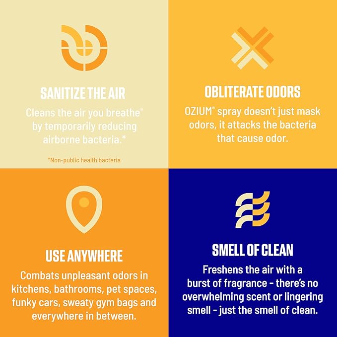 Ozium 0.8 oz. Air Sanitizer & Odor Eliminator for Homes, Cars, Offices and More, Citrus Scent, Pack of 6