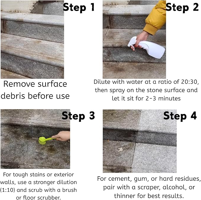 500ml Granite Cleaner Marble Stain Remover Quartz Countertop Stain Remover Tile Descaling Agent Stone Stain Cleaner - Powerful Cleaning Agent for Granite, Marble, Quartz, Tile
