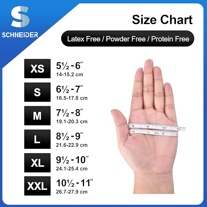 Schneider Nitrile Exam Gloves, 4 Mil Black Gloves Disposable Latex Free Powder Free, Food Safe for Cooking, Food Prep, Clean