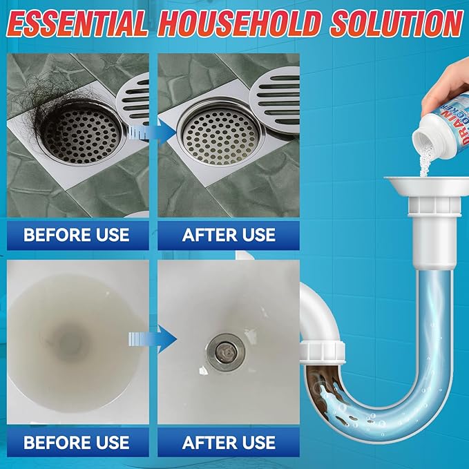 Drain Clog Remover, 260g Sink Drain Cleaner, Pipeline Dredging Agent, fast Dissolves Hair, Grease & Soap Scum, Safe for Pipes Home Use (260g)