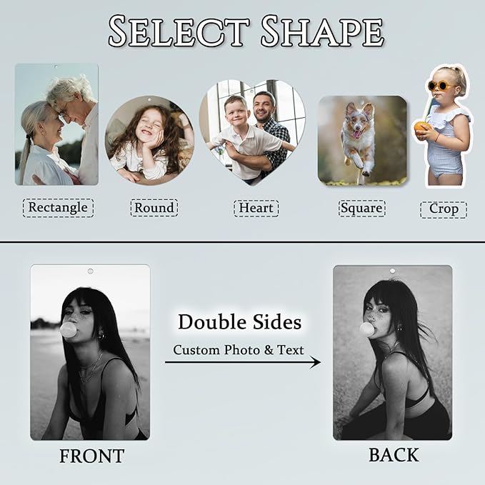 Custom Air Freshener for Car, Personalized Car Air Fresheners with Pictures, Your Photo On Customized Air Freshener Both Sides, Cars Decorations for Women Men(4 Count (Pack of 1))