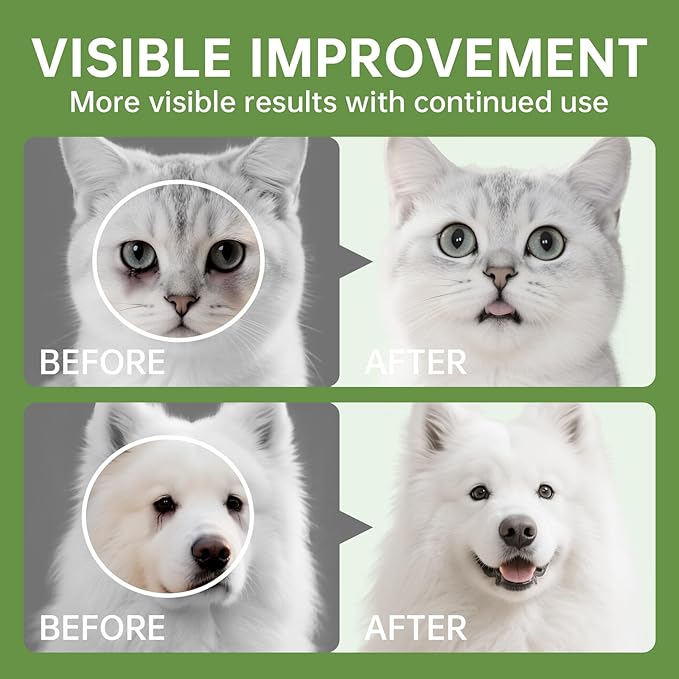Hypoallergenic Eye Wipes for Dogs & Cats - Tear Stain Remover & Cleaner - Gently Removes Discharge, Crust, Mucus, Debris - Pet Cleaning Deodorizing Wipes for Wrinkle & Face - Natural, Unscent (100 Ct)