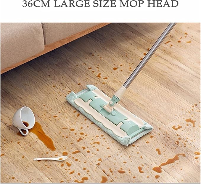 Flat Mop Floor Telescopic with Large Microfiber Pads Spin 360 Degree Handle Home Windows Kitchen Cleaner Wood Tile(Pink 4 Mop Cloths)