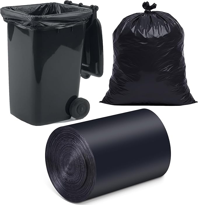 O2frepak 33 Gallon Tall Tear-Resistant Trash Bags,Heavy Duty,Tastless and 80x100cm Black Garbage Bags (30 Count,80x100cm)