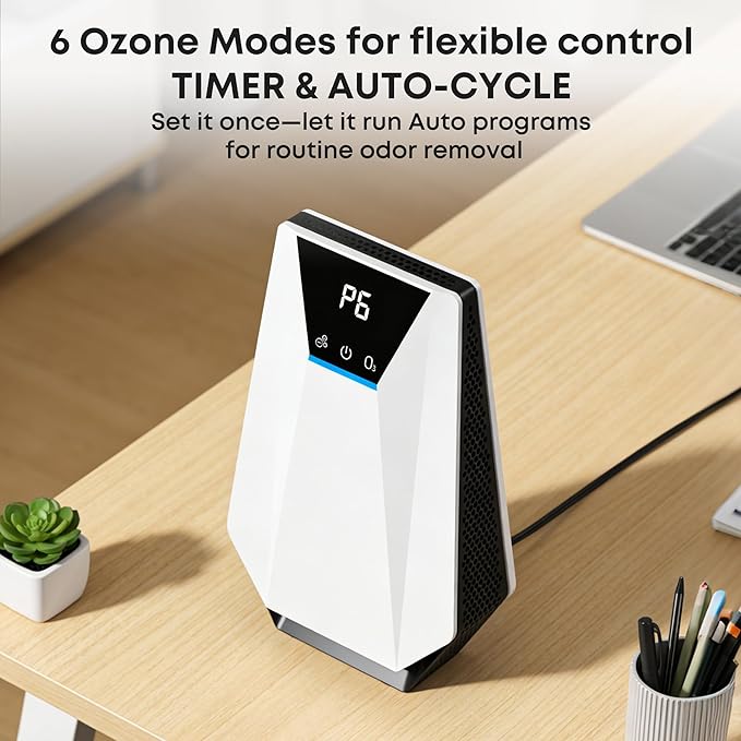 Ozone & Negative Ion, 99% Odor Eliminator for Strong Odors, Cat Litter Box Deodorizer, Air Ionizers for Dog Poop Odor Removal, for Toilet, Wardrobe, Shoe Closet, Garage, Room, Cabinet, White