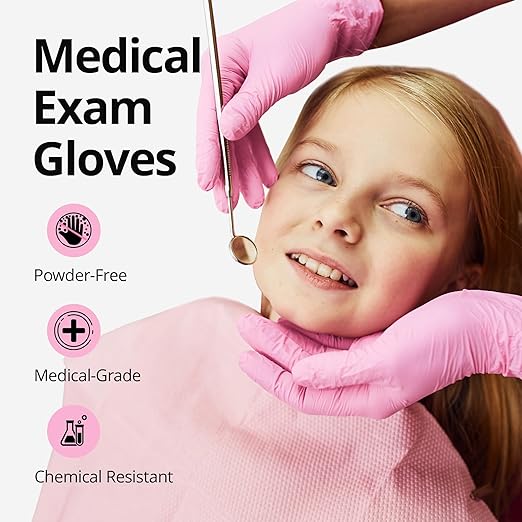 Pink Disposable Gloves, X-Small, Disposable, Latex-Free, Food-Safe, Powder-Free, 1000-ct Case