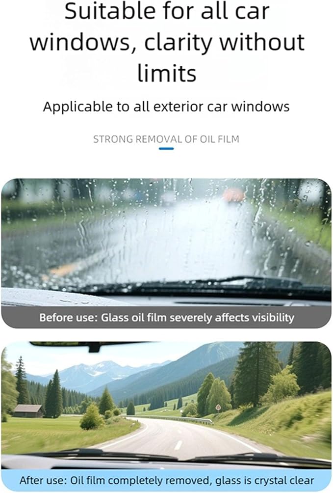Q4 Glass Guard Cleaner, Car Handle Oil Film Cleaning Brush, Automotive Oil Film Cleaning Brush for Car Window, Auto Glass Emulsion Cleaner, Improve Windshield Clarity