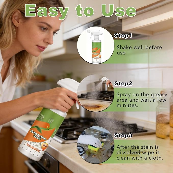 Charunee 2 PCS Natural Formula to Household Appliances, Multi-Purpose Stove Cleaner, Effective & Convenient Handheld Cleaner for Hood, Oven & Household Appliances