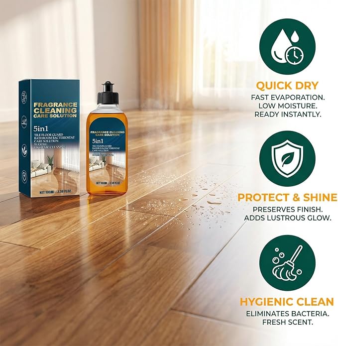 5 in 1 Floor Cleaner, Fragrance Cleaning Care Solution, Fast-Drying Floor Cleaner with Prebiotic-Inspired Formula, Stain and Odor Removal, Low-Residue Shine (1PCS)