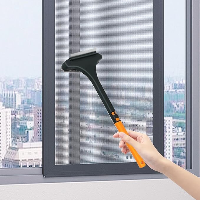 Two-in-1 Cleaning Brush, Cleaner, Window Screen Cleaning Brush, for Glass, Sofa & Walls, Thermo-Rubber Squeegee Edge, Wear-Resistant Tool