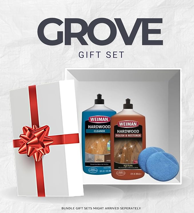 Weiman High Traffic High Gloss Hardwood Floor Polish & Restorer 32 oz, Citrus Scent Cleaner 32 oz Bundle with Microfiber Applicator Pads – Protects, Cleans & Shines – Gift Set (3 Items)