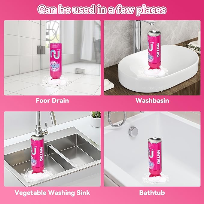 Foaming Drain Cleaner, Sink Cleaner and Deodorizer, Drain Clog Remover for Kitchen Sinks, Tubs, Shower Drains (1 Pcs)