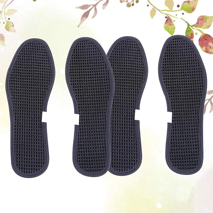 Bamboo Charcoal Shoe Insoles Mesh Insoles Sweat Absorbent Anti Odor Shoe Inserts Pads for Men Women Sports Running Black 2 Pairs Size 44