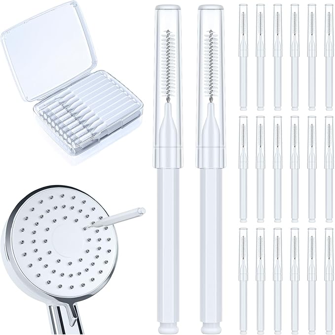 Lumkew Shower Head Cleaning Brush for Small Hole,Multifunctional Shower Head Cleaner Tool Anti-Clogging Nozzle with Storage Boxes, Showerhead Cleaning Brushes Picks for Household Bathroom, White