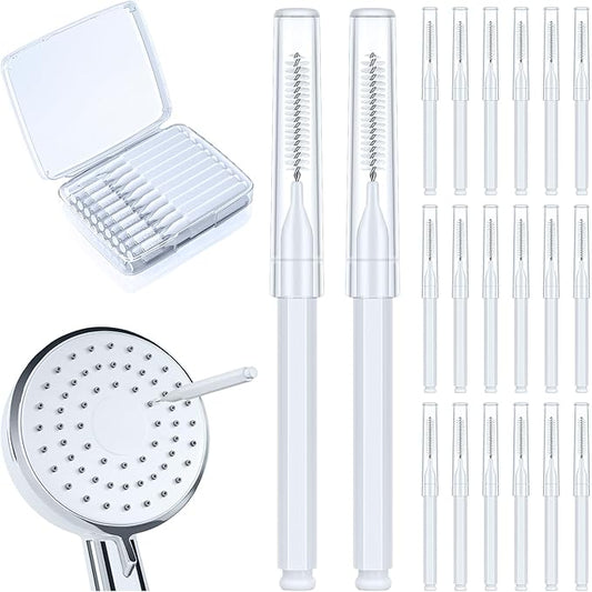 Lumkew Shower Head Cleaning Brush for Small Hole,Multifunctional Shower Head Cleaner Tool Anti-Clogging Nozzle with Storage Boxes, Showerhead Cleaning Brushes Picks for Household Bathroom, White