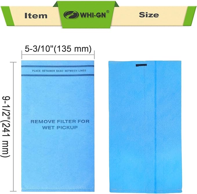 12 Pack Wet Dry Vac Filter Bags Replacement for Stinger MultiFit VF2000 / WORKSHOP WS01025F / Craftsman 9-38737, compatible with Select 2-1/2-Gallon to 5-Gallon Stinger Husky Bucket Head Shop Vacuums