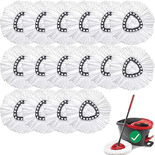 16 PCS Spin Mop Replacement Head,100% Microfiber Mop Heads Replacements with Cedar Mop Replace,360 Degree Round Spin Mop Replacement Head for Easy House Cleaning Floor Mopping