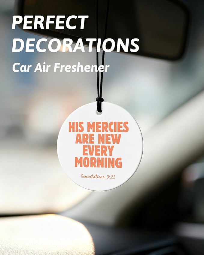 Orange Christian Round Car Air Freshener 4 Pcs, Coquette Orange Bow Religious Hanging Air Freshener for Cars Closet Drawer Books, Christian Girly Car Accessories Mirror Decor for Women
