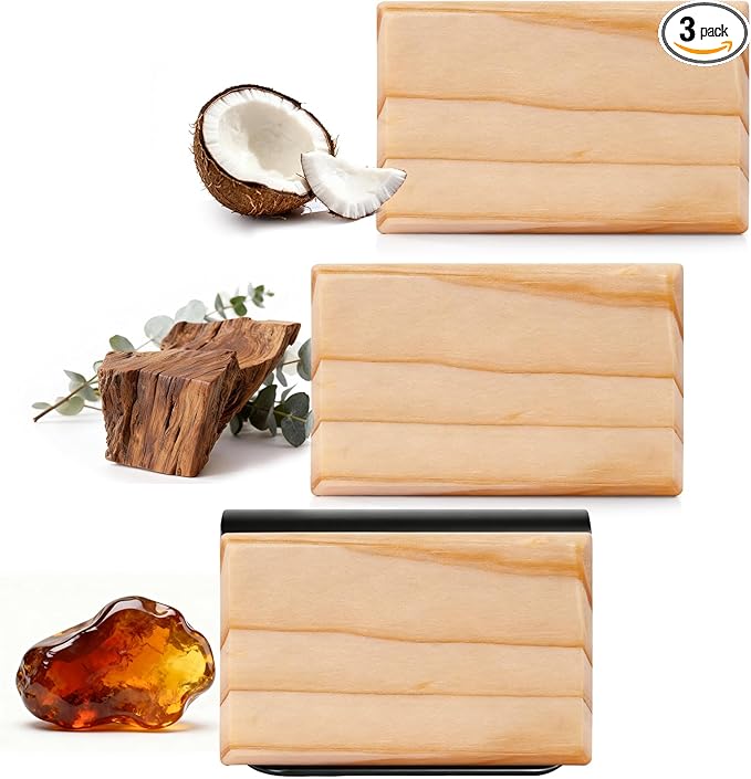 Car Air Freshener - Wood Air Freshener-Teak Amber Cabana Variety Scent Refill - Long Lasting Natural Car Fresheners - Clip Included