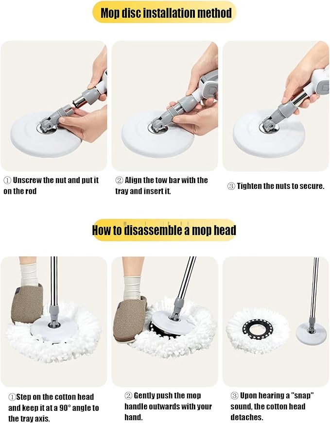 Spin Mop and Cleaning Bucket Set, Adjustable Handle Mop, Self-Twisting Mop Bucket, Cleaning Bucket with Mop Set for All Floors