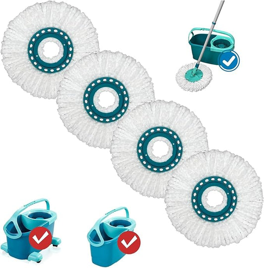 4 Pack Spin Mop Heads Replacement Compatible with Leifheit Clean Twist,Microfiber Head Mops for Leifheit Clean Twist Mop Systems,Dry Wet Clean All Hard-surfaced Floors Machine Washable
