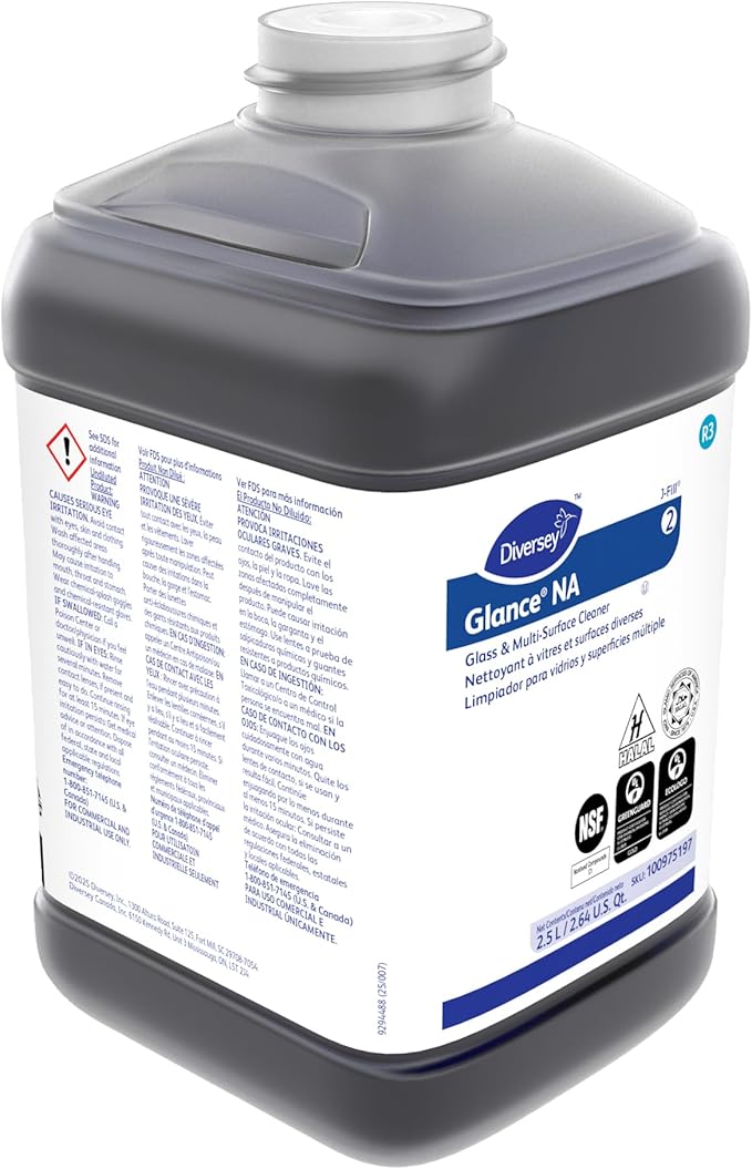 Glance 100975197 Non-Ammoniated Glass & Multi-Surface Cleaner, for Streak Free Windows, JFill Concentrate, 2.5-Liter (Pack of 2)