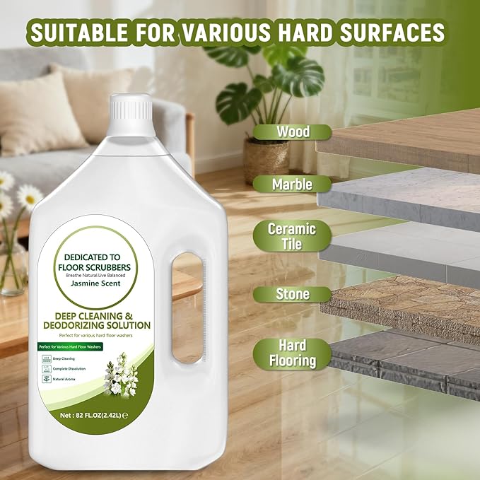 82 FL OZ/2.42 L Jasmine Scent Floor Cleaning Solution Compatible with Tineco iFLOOR 2/3/5 & FLOOR ONE S3/S5/S6/S7 PRO, Floor Cleaner Refill for All Cordless Wet/Dry Vacuum & Robot Vacuums Mop
