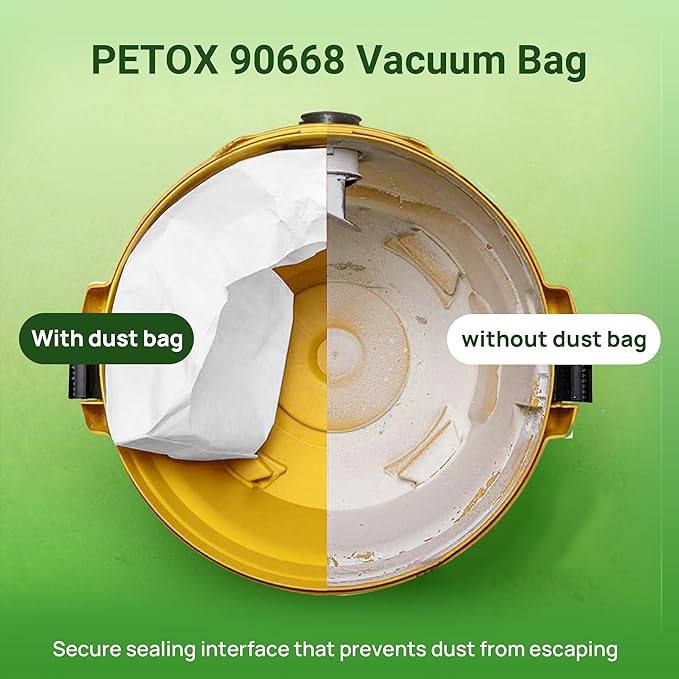 3 Pack Vacuum Bags Replacement for Shop Vac Bags 2-2.5 Gallon Type B 90668 9066800 9066833, All Around EZ QAM70 and CMXZVBE38774, PETOX High-Efficiency Disposable Vaccum Collection Filter Bags