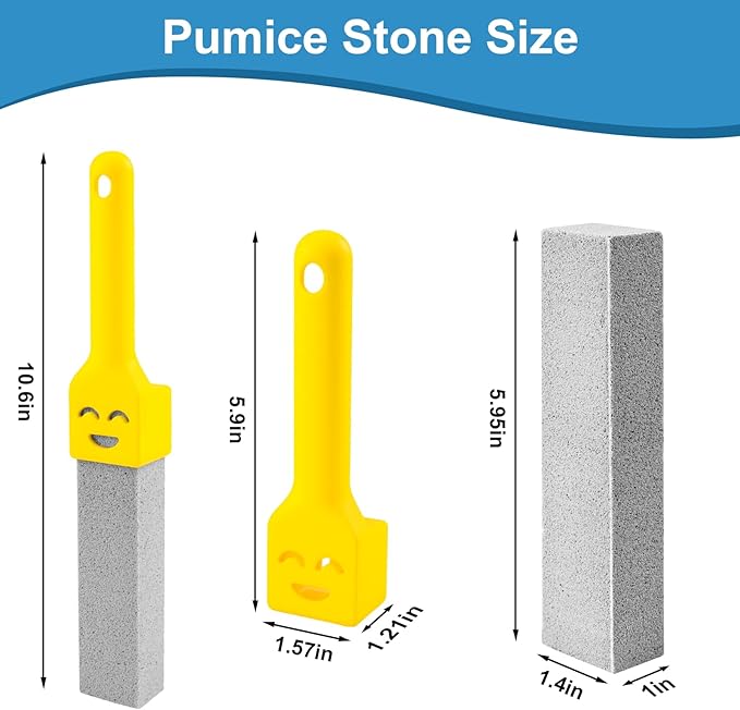 10 Pack Pumice Stone with 2 Handles, Toilet Bowl Cleaner Ring Remover, Pumice Stone for Toilet Cleaning, Bathtub, Grill, Pool, Sinks, Stove Grates - Reusable Scouring Stones Cleaner