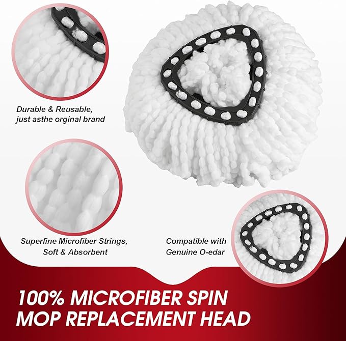 10 Pack Spin Mop Refills Head, Mop Heads Replacement for Spin Mop, Washable Microfiber Mop Replace Head Spin Mop, 360°Spinning Micro Replacement Mop Head for Easy House Cleaning Floor Mopping