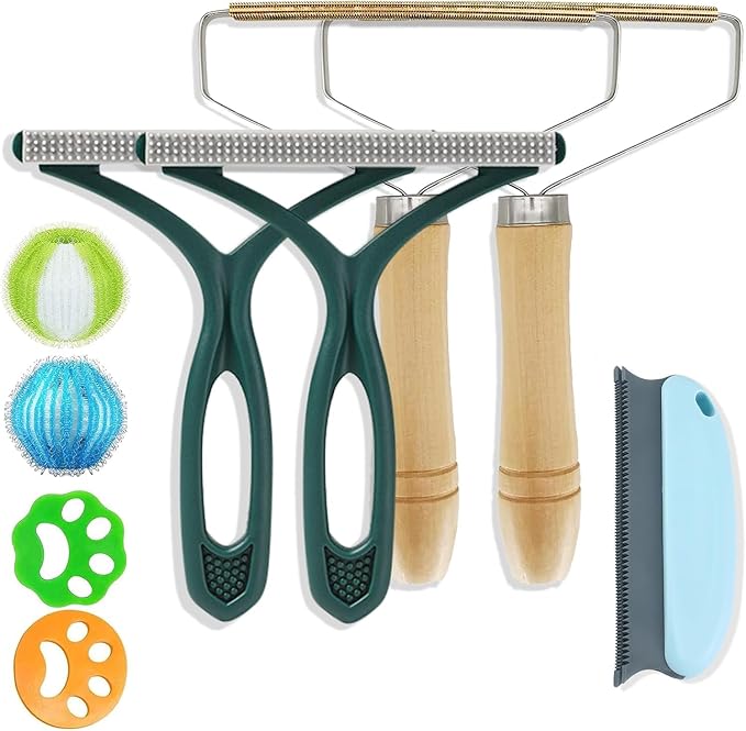 9 Pcs Pet Hair Remover, Portable Dog Cat Hair Remover, Lint Remover, Reusable Pet Hair Removal Tool, Lint Shaver Cleaner Pro, Carpet Scraper for Couch Furniture, Blanket, Clothing, Carpet, Rugs