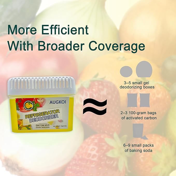 Diatomaceous Earth Gel Refrigerator Deodorizer, More Effective than Activated Charcoal and Baking Soda, Nature-Based Fridge Deodorizer, Eliminates Odors, Extends Food Freshness, 1 Packs